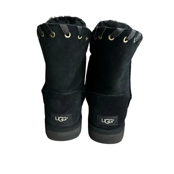 UGG Aidah Classic Boots Black Shearling Sheepskin Winter Boots Women’s