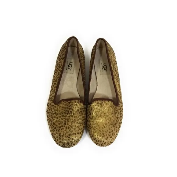 UGG Alloway Metallic Leopard Calf Hair Flats 10