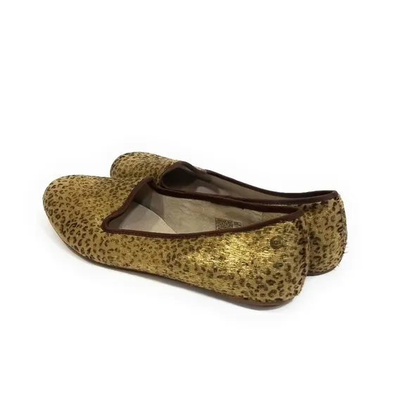 UGG Alloway Metallic Leopard Calf Hair Flats 10