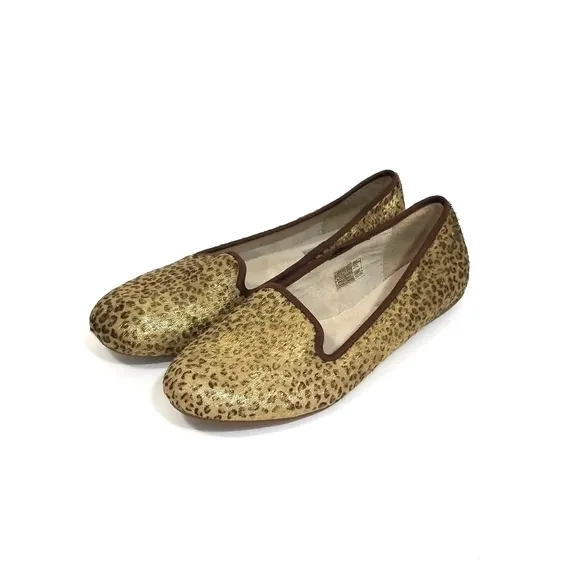 UGG Alloway Metallic Leopard Calf Hair Flats 10