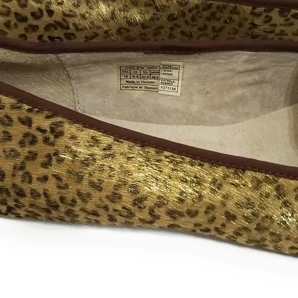 UGG Alloway Metallic Leopard Calf Hair Flats 10