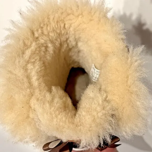 UGG Australia Bailey Bow II Brown Suede Shearling Winter Boots Women's Size 8