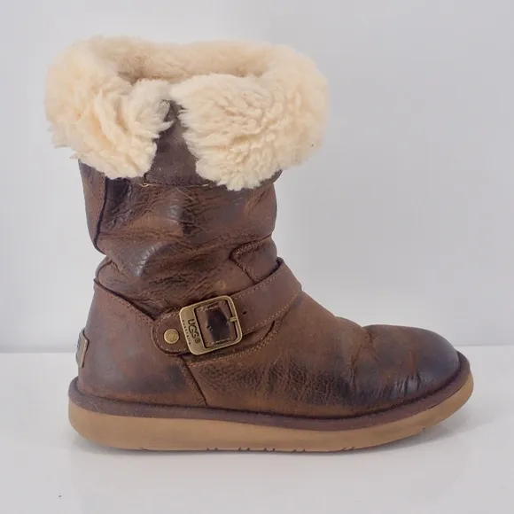 UGG Australia Bailey Buckle Boots  Winter  Brown Size 7 Mid Calf Leather F19014