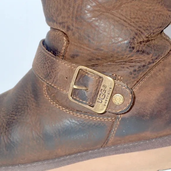UGG Australia Bailey Buckle Boots  Winter  Brown Size 7 Mid Calf Leather F19014