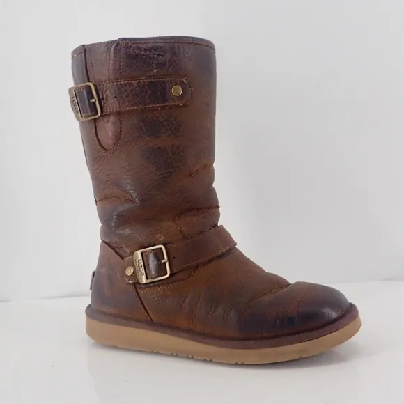 UGG Australia Bailey Buckle Boots  Winter  Brown Size 7 Mid Calf Leather F19014