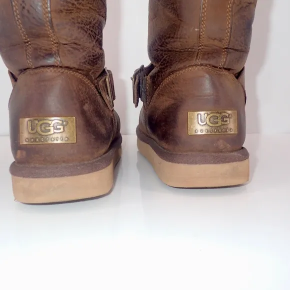 UGG Australia Bailey Buckle Boots  Winter  Brown Size 7 Mid Calf Leather F19014
