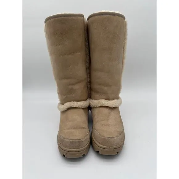 UGG Australia Boots Womens 9 Wide Sunburst Tall Winter Beige Sheepskin 5218