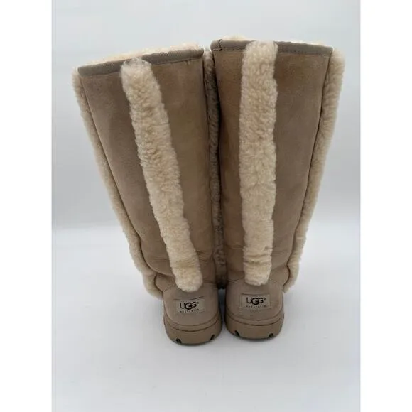 UGG Australia Boots Womens 9 Wide Sunburst Tall Winter Beige Sheepskin 5218