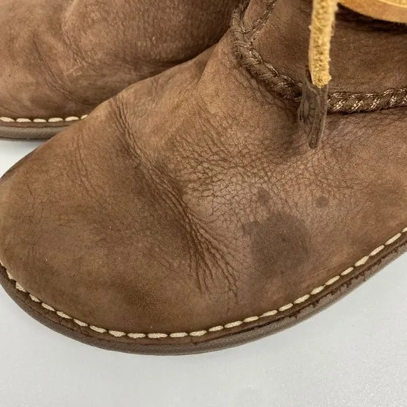 UGG Australia Catalina 1634 Brown Leather Sheepskin Winter Lace Up Boots Womens