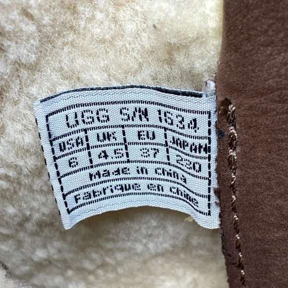 UGG Australia Catalina 1634 Brown Leather Sheepskin Winter Lace Up Boots Womens