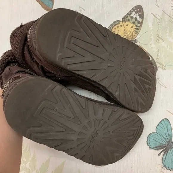 Ugg Australia Nyla Brown Knit Buckle Strap Winter Boots