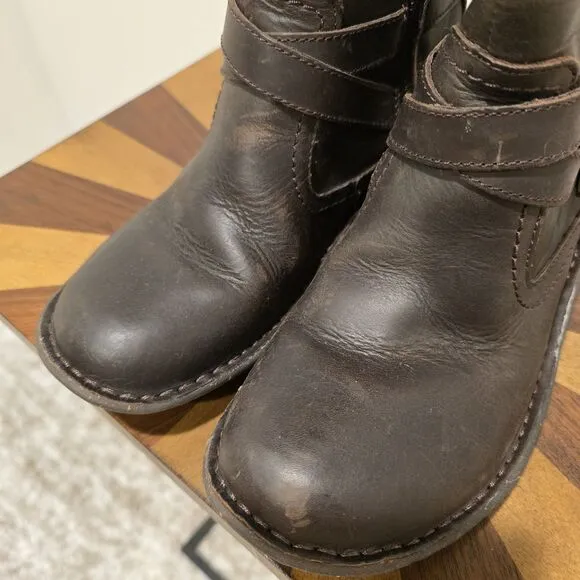 UGG Australia Rosen Riding Boots Brown Leather 7 Womens Wool Fur Lined Winter