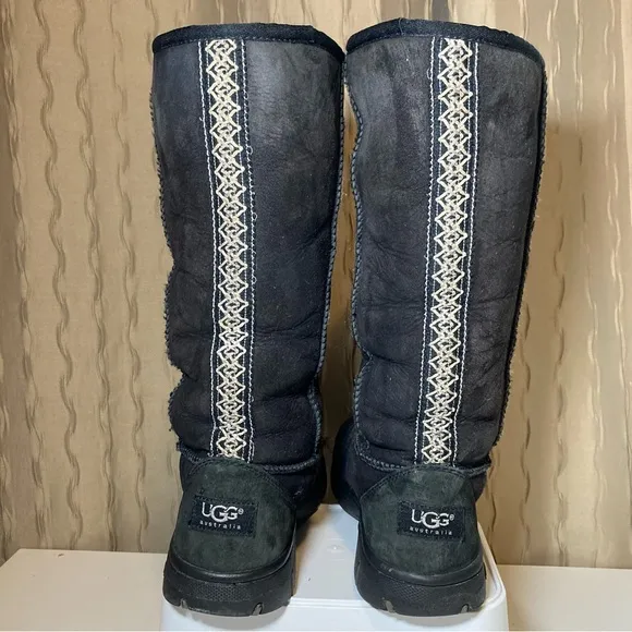 UGG Australia Ultimate Tall Braid 5340 Women's 8 Black Leather Winter F19008G