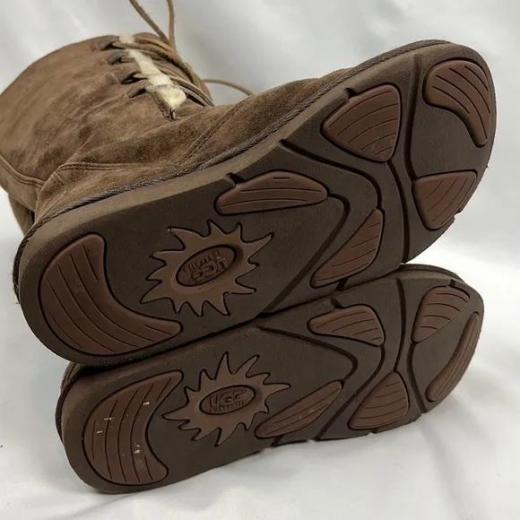 UGG Australia Whitley Suede Espresso Brown Lace‎ up Winter Boots Size 7
