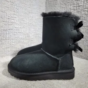 UGG Bailey Bow II Women’s Size 5 US Black Suede Shearling Winter Boots 1016225