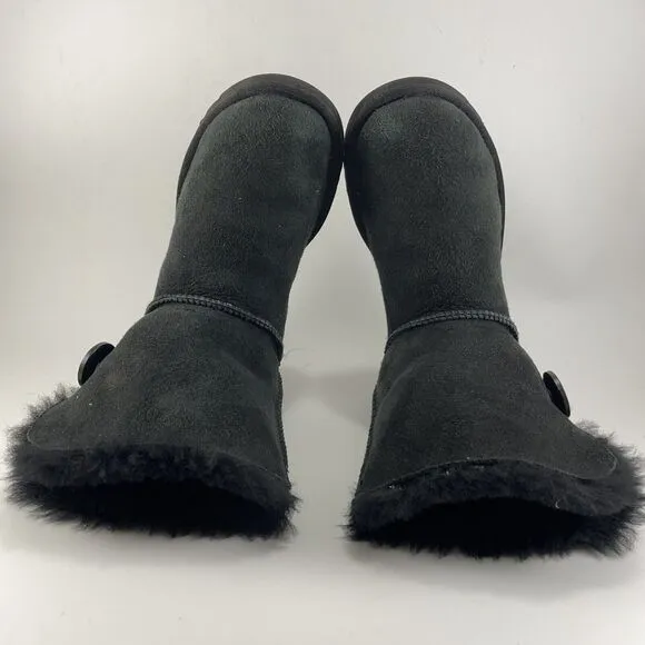 UGG Bailey Bow Shearling Lined Boots Womens Size 5 Black Suede Winter Booties