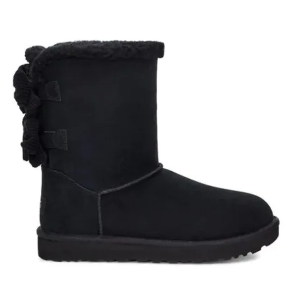 UGG | Bailey Corduroy Bow Boots Black Size 6 NEW