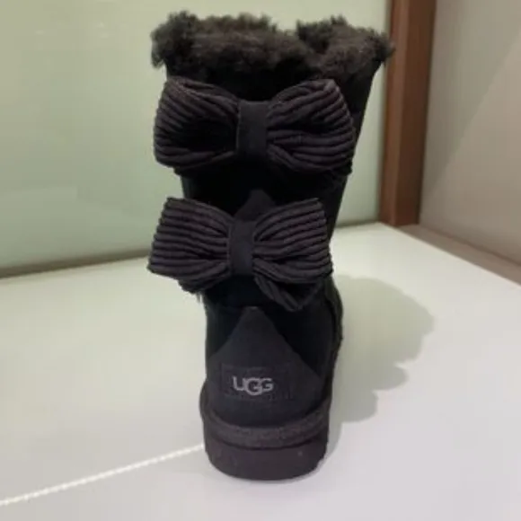 UGG | Bailey Corduroy Bow Boots Black Size 6 NEW