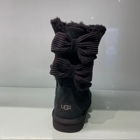 UGG | Bailey Corduroy Bow Boots Black Size 6 NEW