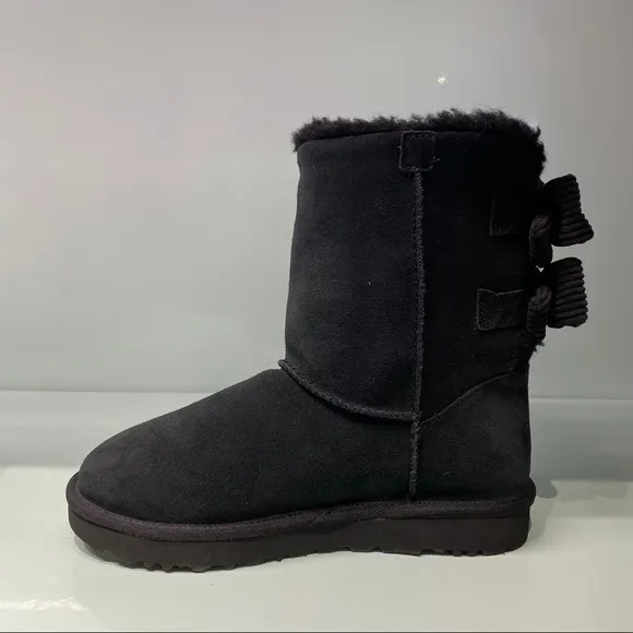 UGG | Bailey Corduroy Bow Boots Black Size 6 NEW