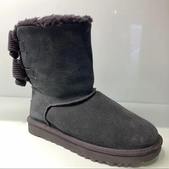 UGG | Bailey Corduroy Bow Boots Black Size 6 NEW