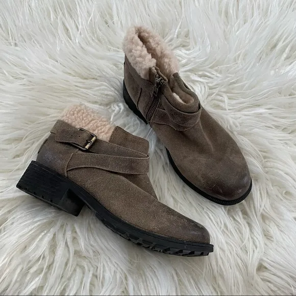 UGG benson boots brown rustic‎ leather wool 6.5