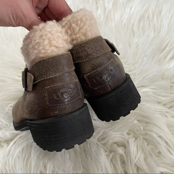 UGG benson boots brown rustic‎ leather wool 6.5