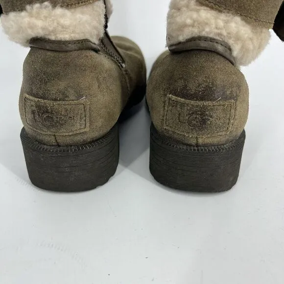UGG Blayre Boots Size 7.5 Women Brown Suede Leather Sherpa Lined Ankle Winter