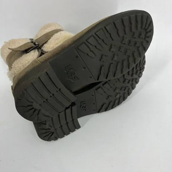 UGG Blayre Boots Size 7.5 Women Brown Suede Leather Sherpa Lined Ankle Winter