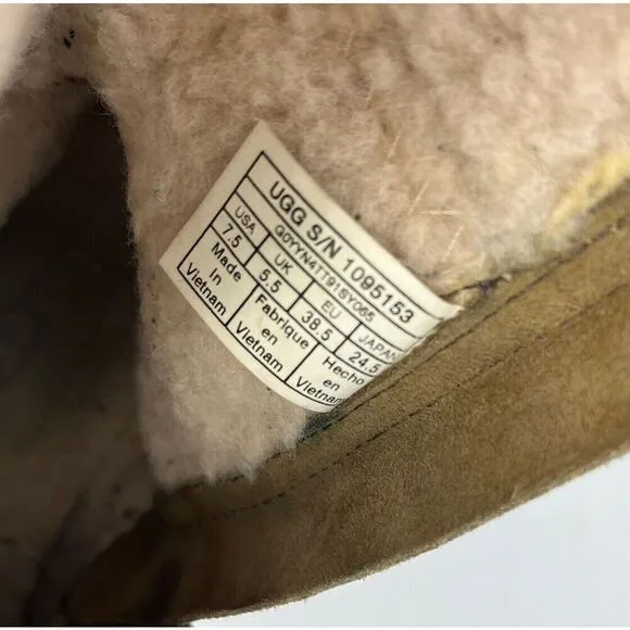 UGG Blayre Boots Size 7.5 Women Brown Suede Leather Sherpa Lined Ankle Winter