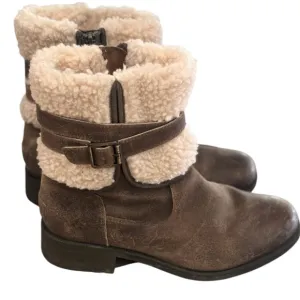 Ugg Blayre II  Leather Ankle Faux Fur Shearling Zip Up Winter Boots US 9
