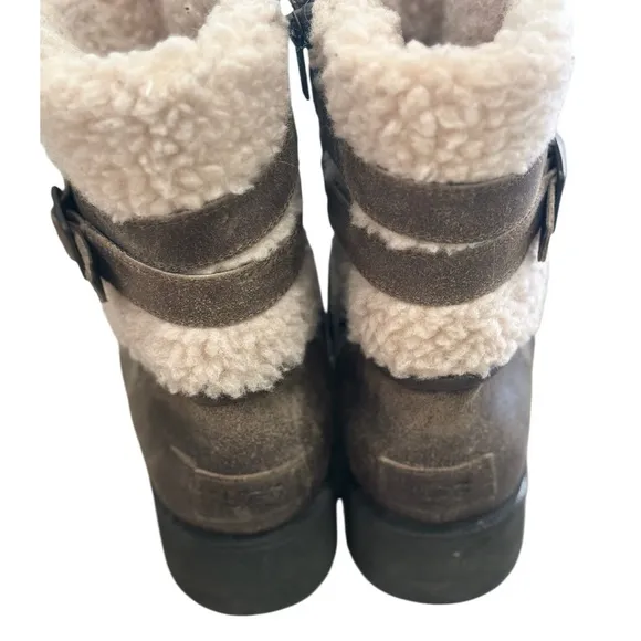 Ugg Blayre II  Leather Ankle Faux Fur Shearling Zip Up Winter Boots US 9