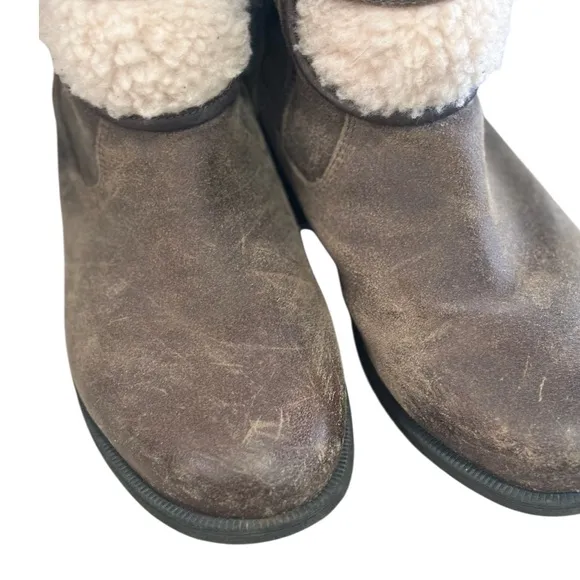Ugg Blayre II  Leather Ankle Faux Fur Shearling Zip Up Winter Boots US 9