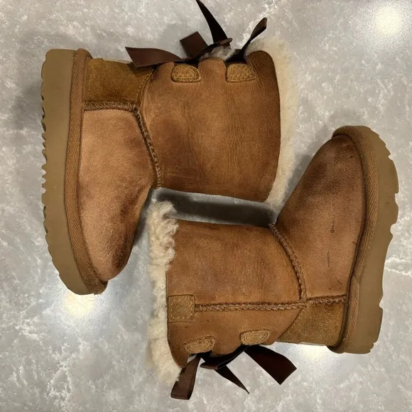 Ugg Boots Bailey Bow II Boots Chestnut Brown Tan Baby Toddler Girl Shoe Size 6