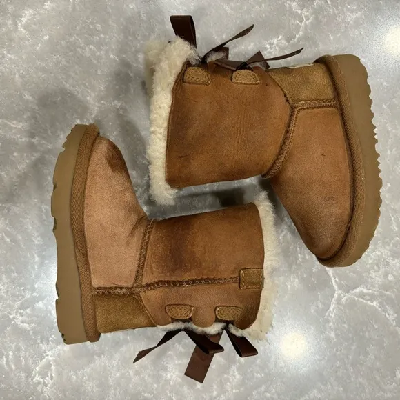 Ugg Boots Bailey Bow II Boots Chestnut Brown Tan Baby Toddler Girl Shoe Size 6