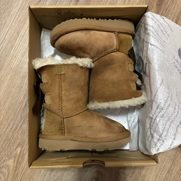 Ugg Boots Bailey Bow II Boots Chestnut Brown Tan Baby Toddler Girl Shoe Size 6
