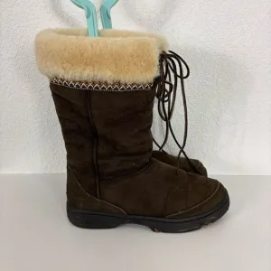 UGG Brown Suede Fur Lined Fur Top Tall Winter Boots