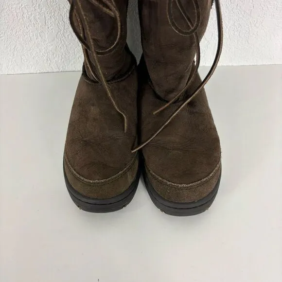 UGG Brown Suede Fur Lined Fur Top Tall Winter Boots