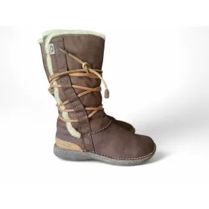UGG Catalina 1634 Brown Leather Sheepskin Winter Lace Up Boots Women's Size 6