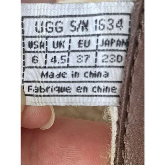 UGG Catalina 1634 Brown Leather Sheepskin Winter Lace Up Boots Women's Size 6