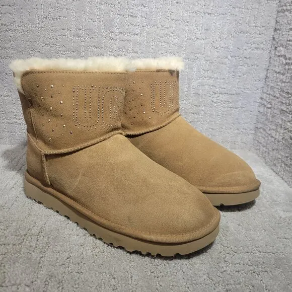 UGG Classic Gem Mini Women's Size 8 US Chestnut Suede Winter Boots 1125911