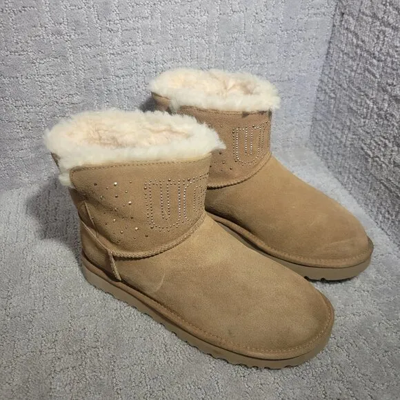 UGG Classic Gem Mini Women's Size 8 US Chestnut Suede Winter Boots 1125911