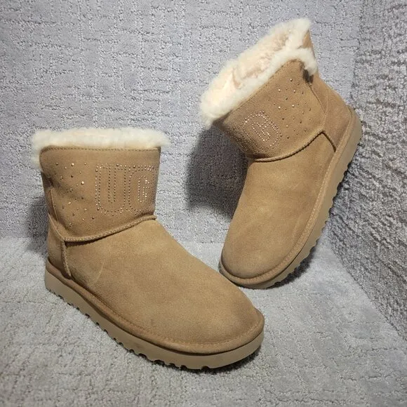 UGG Classic Gem Mini Women's Size 8 US Chestnut Suede Winter Boots 1125911