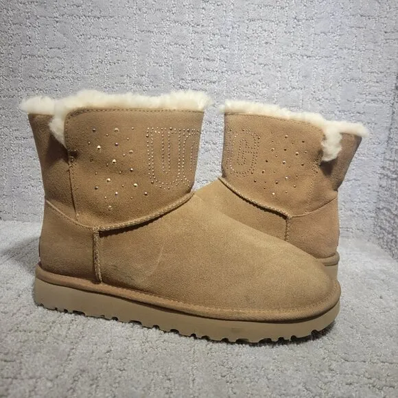 UGG Classic Gem Mini Women's Size 8 US Chestnut Suede Winter Boots 1125911