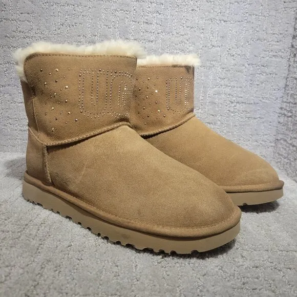 UGG Classic Gem Mini Women's Size 8 US Chestnut Suede Winter Boots 1125911