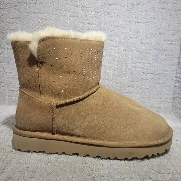 UGG Classic Gem Mini Women's Size 8 US Chestnut Suede Winter Boots 1125911