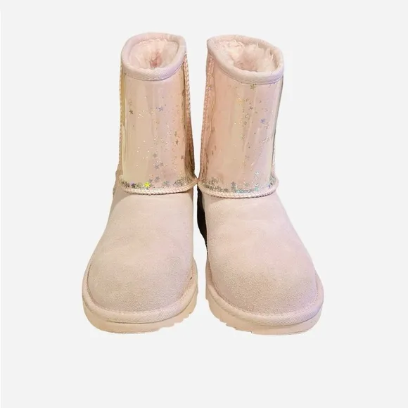 UGG Classic II Clear Glitter Pink Kids Winter Boots Size 4​​​​