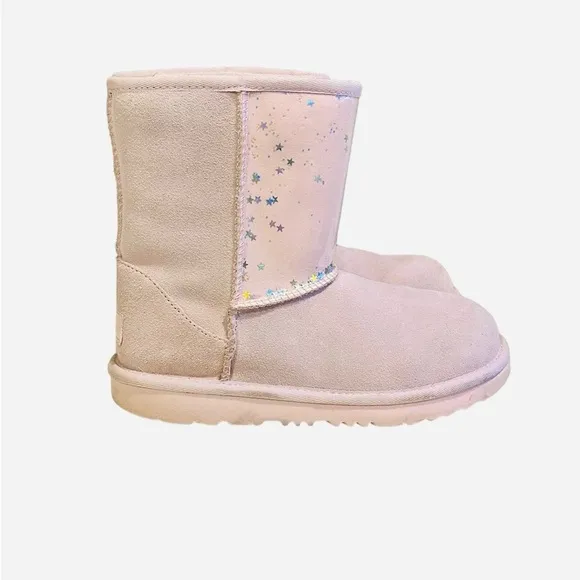 UGG Classic II Clear Glitter Pink Kids Winter Boots Size 4​​​​