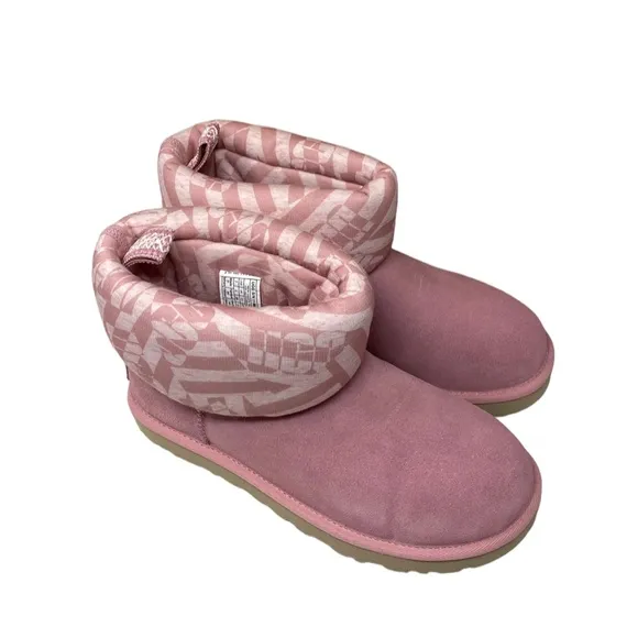 UGG Classic Mini Jersey Boots Winter Suede Stripe Pink Women Size 1136674 BLUS