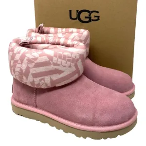 UGG Classic Mini Jersey Boots Winter Suede Stripe Pink Women Size 1136674 BLUS